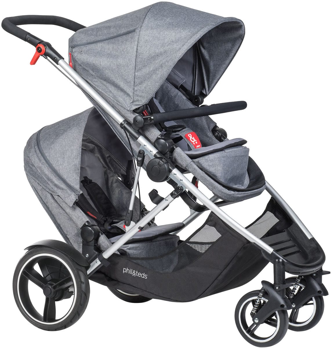 Phil & Teds Voyager Double Stroller - Charcoal Marl - VOY-V1-7-DOUBLE