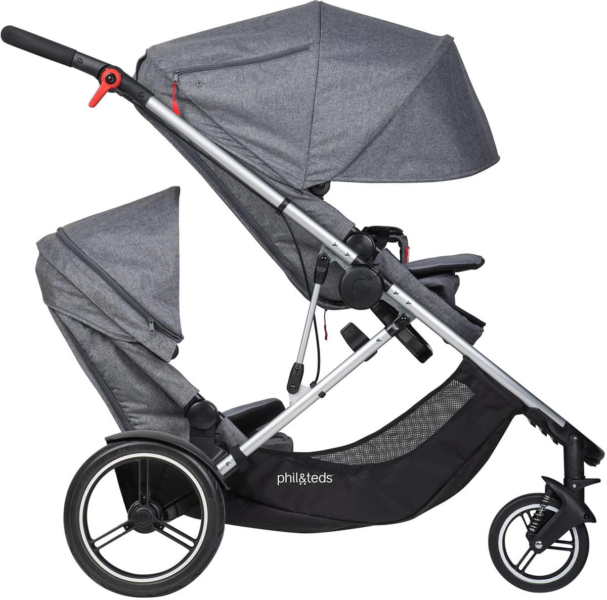 Phil & Teds Voyager Double Stroller - Charcoal Marl - VOY-V1-7-DOUBLE