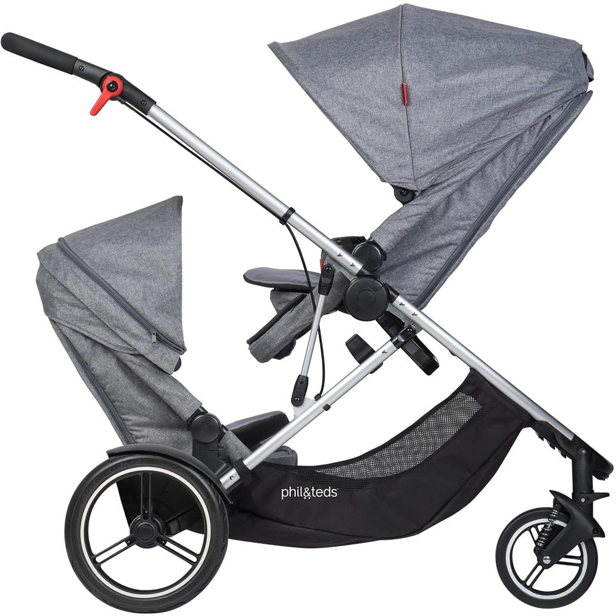 Phil & Teds Voyager Double Stroller - Charcoal Marl - VOY-V1-7-DOUBLE