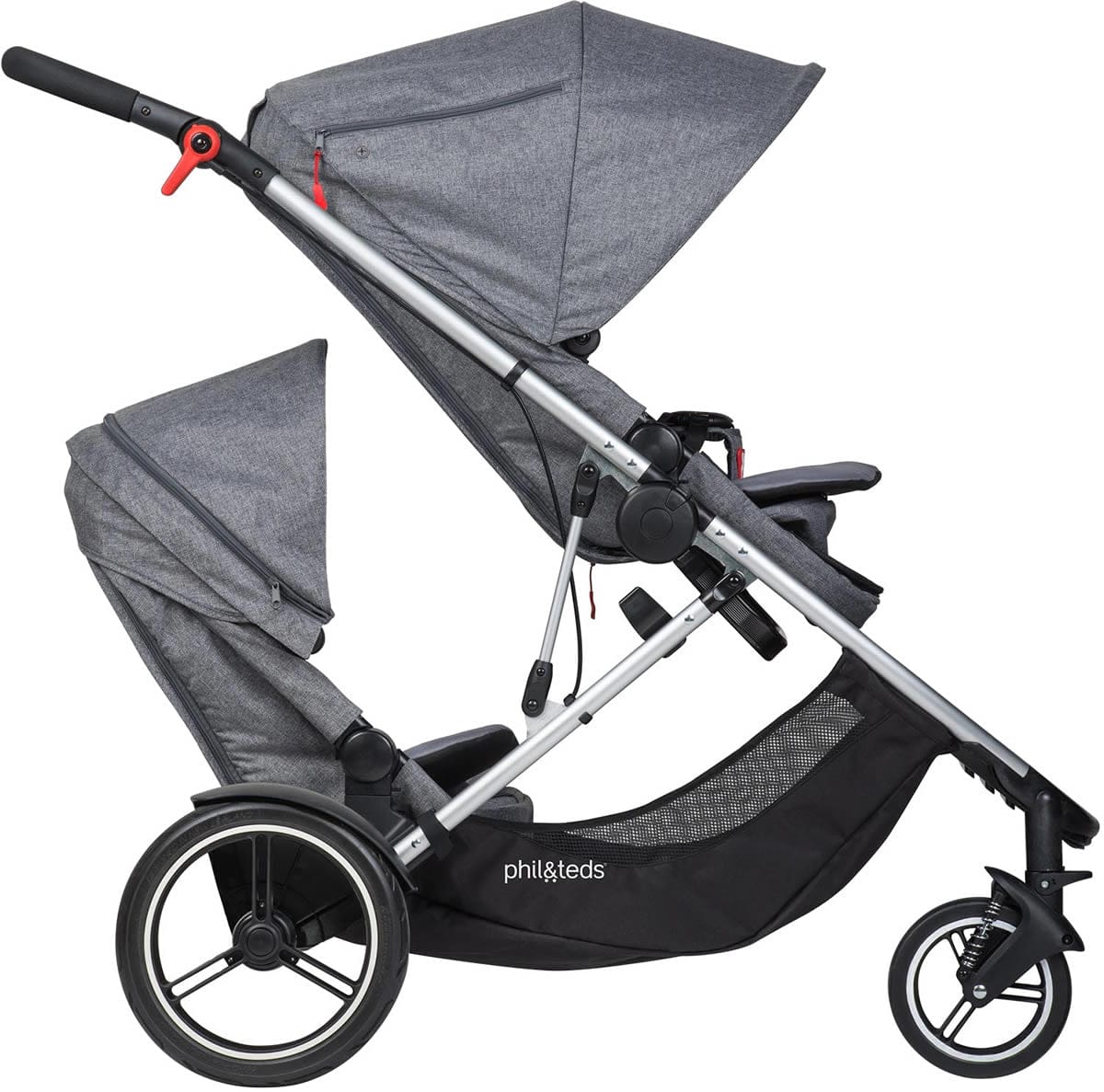 Phil & Teds Voyager Double Stroller - Charcoal Marl - VOY-V1-7-DOUBLE