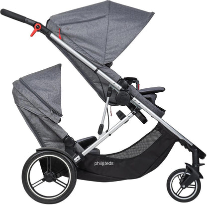 Phil & Teds Voyager Double Stroller - Charcoal Marl - VOY-V1-7-DOUBLE