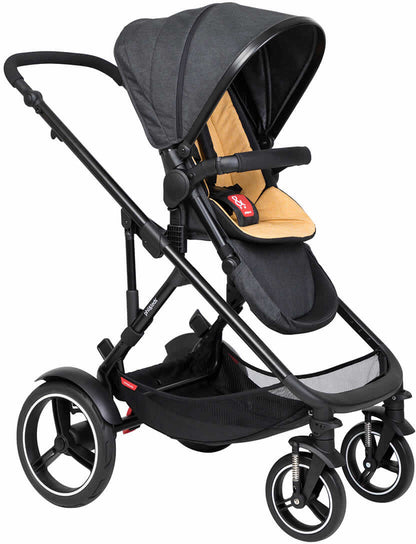 Phil & Teds Voyager Stroller & Liner - Black/Butterscotch - PT-VOYAGER-V6-5-BUTTER
