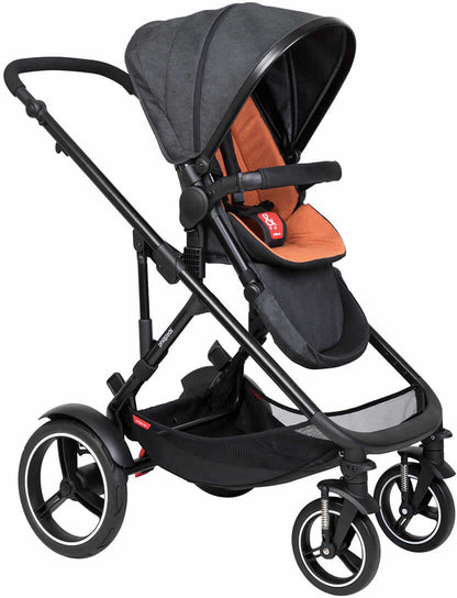Phil & Teds Voyager Stroller & Liner - Black/Rust - PT-VOYAGER-V6-5-RUST