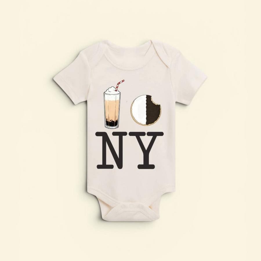 PiccoliNY Egg Cream Black & White Cookie NY Onesie - 3-6 Months
