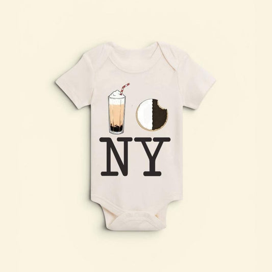 PiccoliNY Egg Cream Black & White Cookie NY Onesie - 3-6 Months