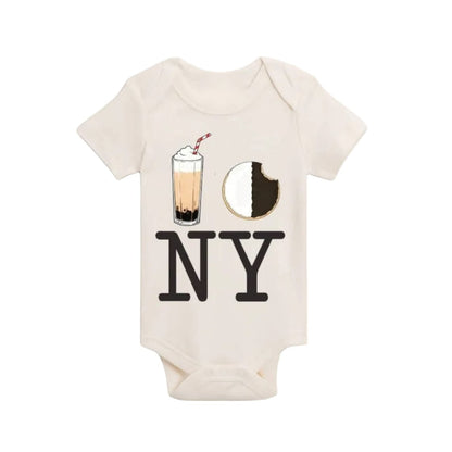 PiccoliNY Egg Cream Black & White Cookie NY Onesie - 3-6 Months