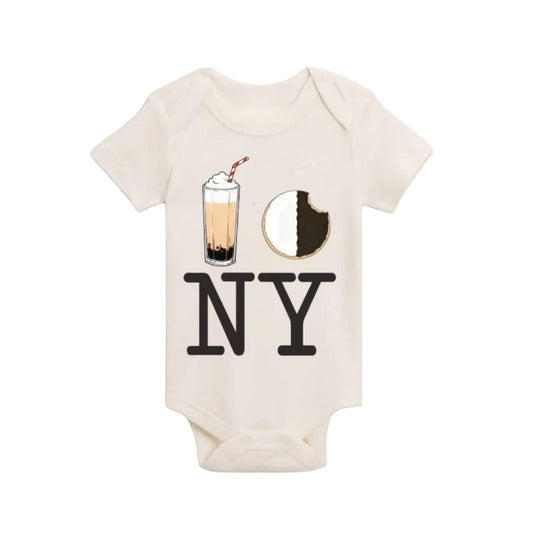 PiccoliNY Egg Cream Black & White Cookie NY Onesie - 3-6 Months