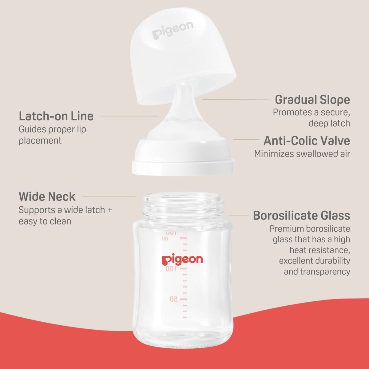 Pigeon Glass Wide Neck Baby Bottle, 5.4 oz - 2 Pack - Image 3