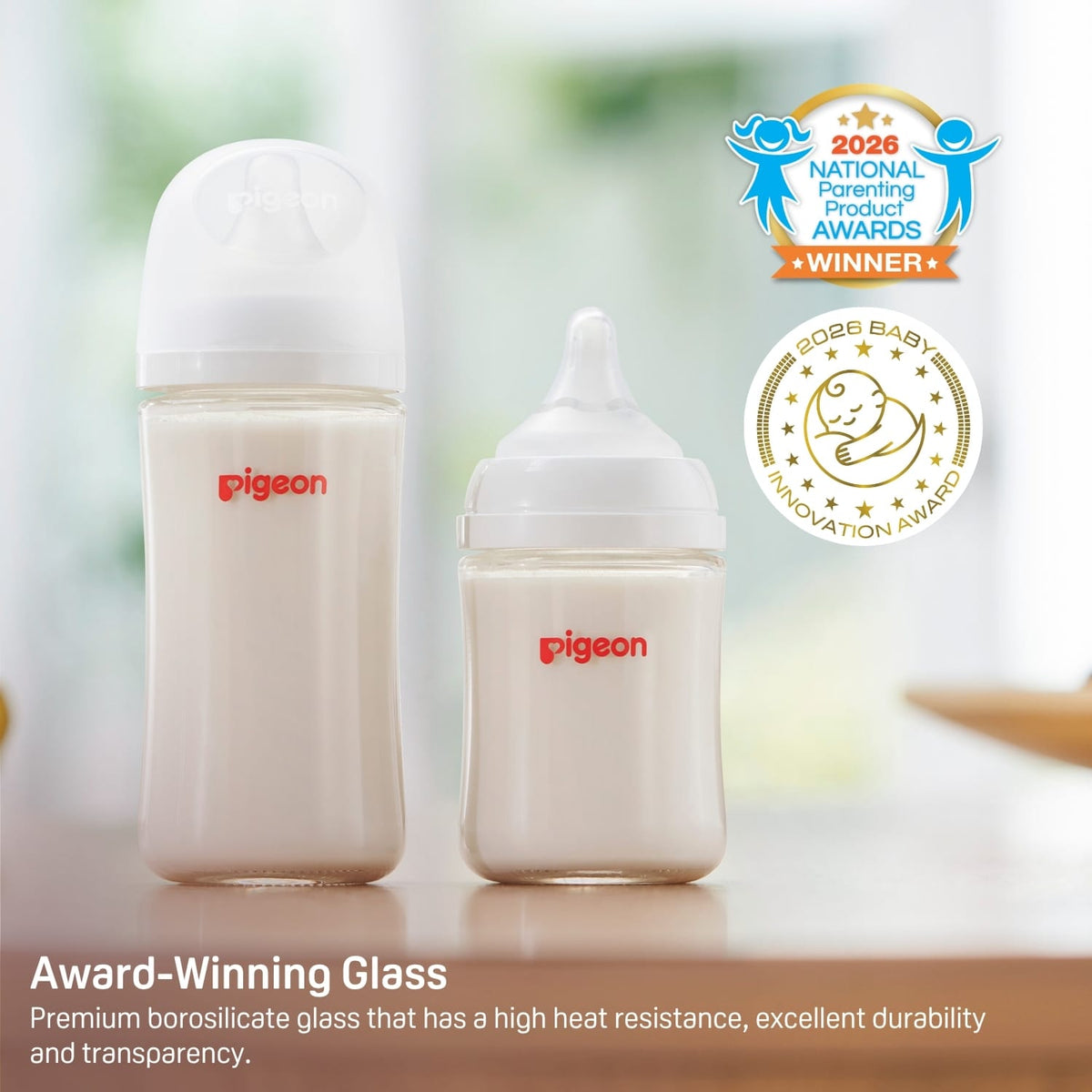 Pigeon Glass Wide Neck Baby Bottle, 8.1 oz - 2 Pack - Image 15