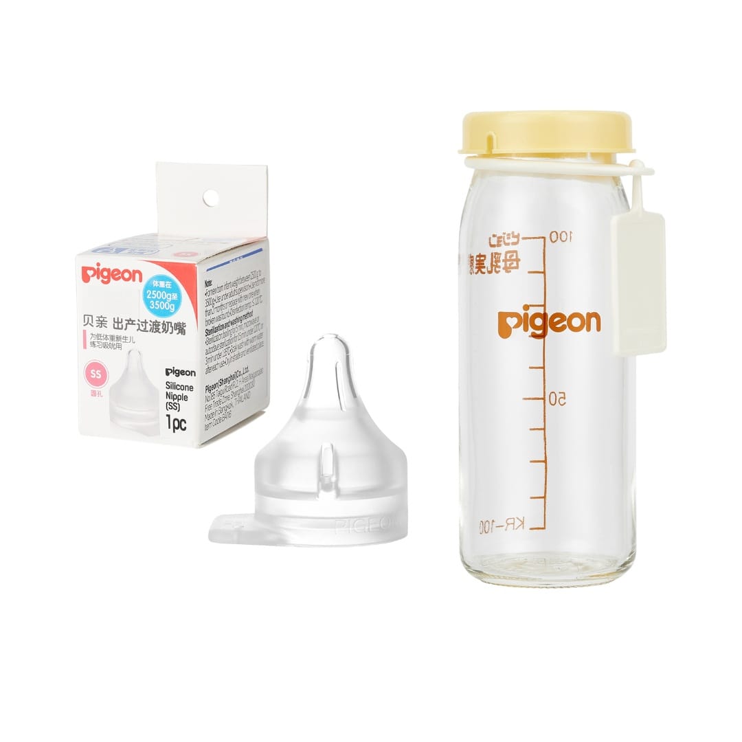 Pigeon Preemie Glass Bottle 3.38 oz + Preemie Nipple SS