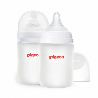 Pigeon Silicone Coated Glass Baby Bottle Wide Neck, 5 oz - 2 Pack