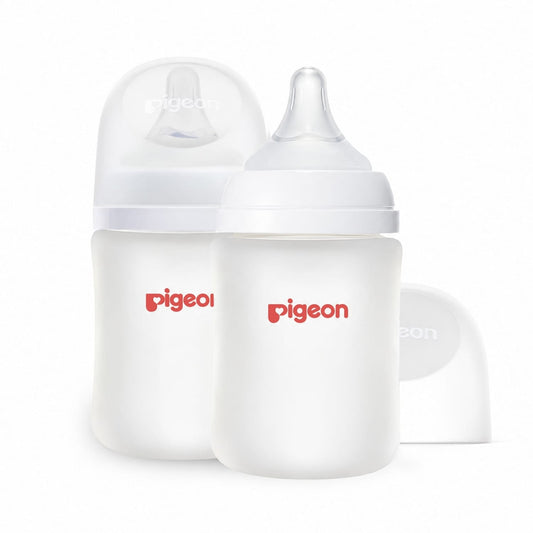 Pigeon Silicone Coated Glass Baby Bottle Wide Neck, 5 oz - 2 Pack