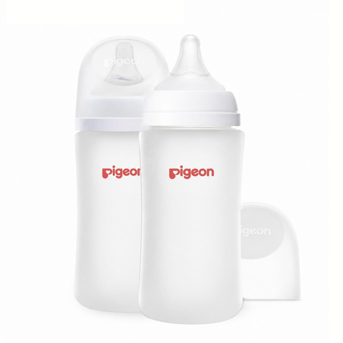 Pigeon Silicone Coated Glass Baby Bottle Wide Neck, 8 oz - 2 Pack