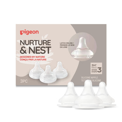 Pigeon Silicone Nipple M, 3+ Months - 4 Pack