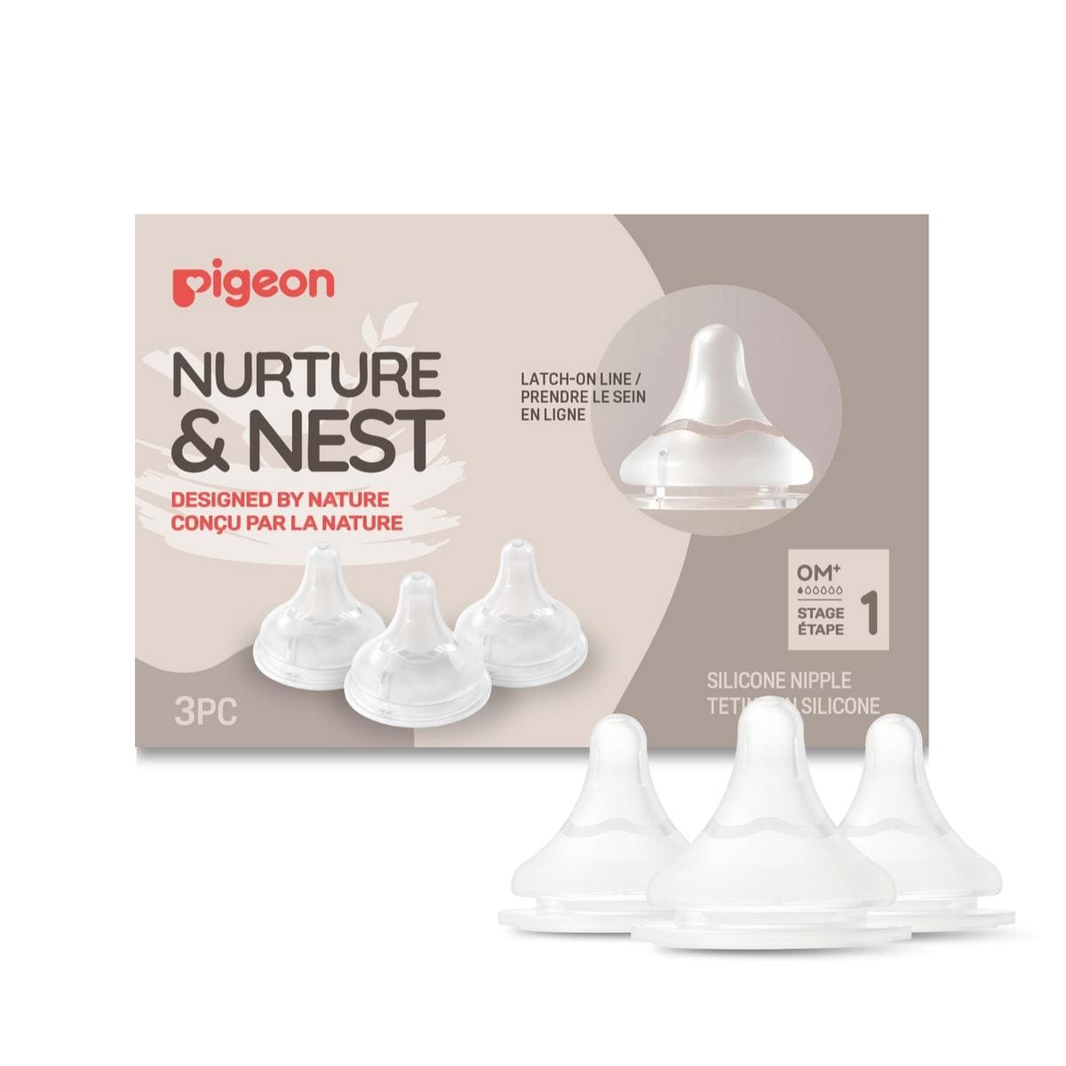 Pigeon Silicone Nipple SS, 0+ Months - 4 Pack