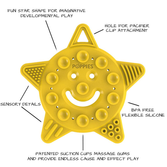Poppies SMILEY the Star Teether - Pastel Pink - 10103-P