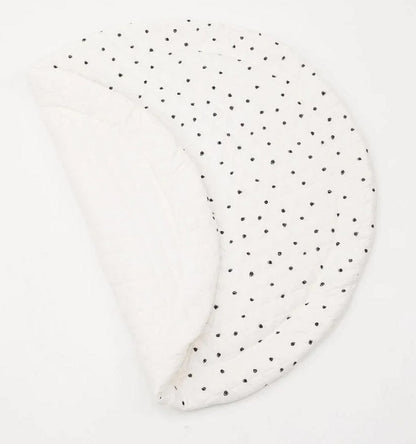 Poppyseed Play Extra Padded Round Play Mat - Black Squiggle Dot - 8.50051E+11