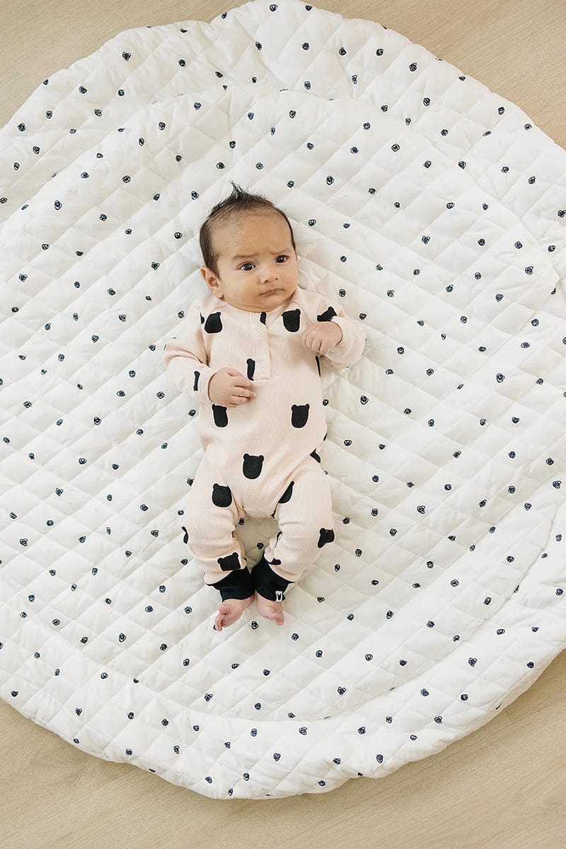 Poppyseed Play Extra Padded Round Play Mat - Black Squiggle Dot - 8.50051E+11