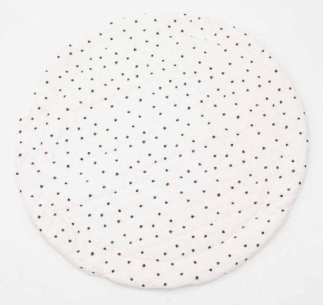 Poppyseed Play Extra Padded Round Play Mat - Black Squiggle Dot - 8.50051E+11
