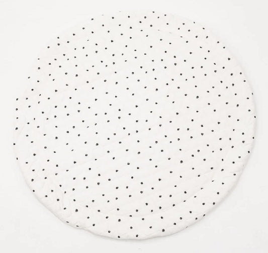 Poppyseed Play Extra Padded Round Play Mat - Black Squiggle Dot - 8.50051E+11