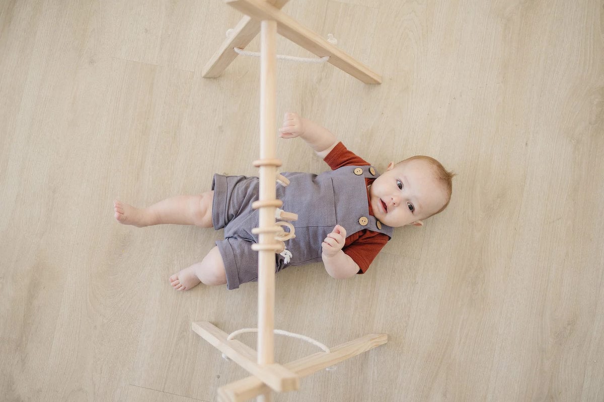 Poppyseed Play Wooden Baby Gym - Natural / Macrame - NATGYM-HT-MACRAME
