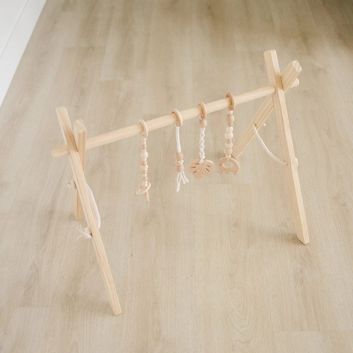 Poppyseed Play Wooden Baby Gym - Natural / Macrame - NATGYM-HT-MACRAME