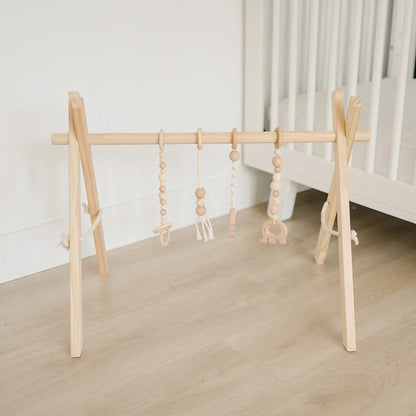 Poppyseed Play Wooden Baby Gym - Natural / Macrame - NATGYM-HT-MACRAME