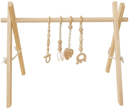 Poppyseed Play Wooden Baby Gym - Natural / Macrame - NATGYM-HT-MACRAME