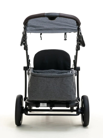 Pronto One (2 Seater) Stroller Wagon - Black Frame / Brown Melange - PRO1BBR
