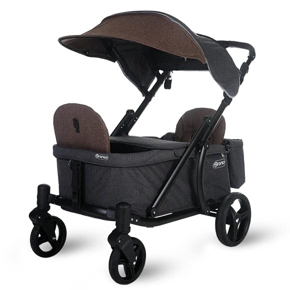 Pronto One (2 Seater) Stroller Wagon - Black Frame / Brown Melange - PRO1BBR