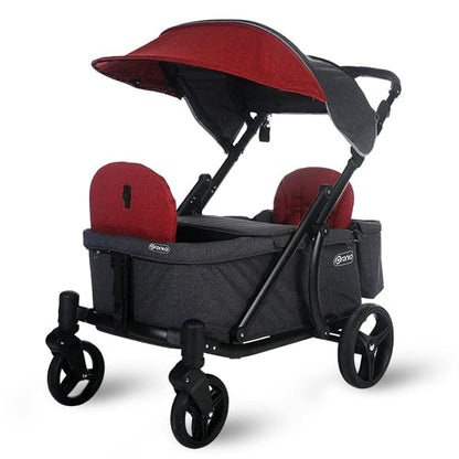 Pronto One (2 Seater) Stroller Wagon - Black Frame / Burgundy Melange - PRO1BBU
