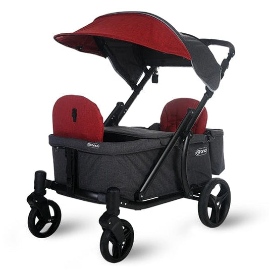 Pronto One (2 Seater) Stroller Wagon - Black Frame / Burgundy Melange - PRO1BBU