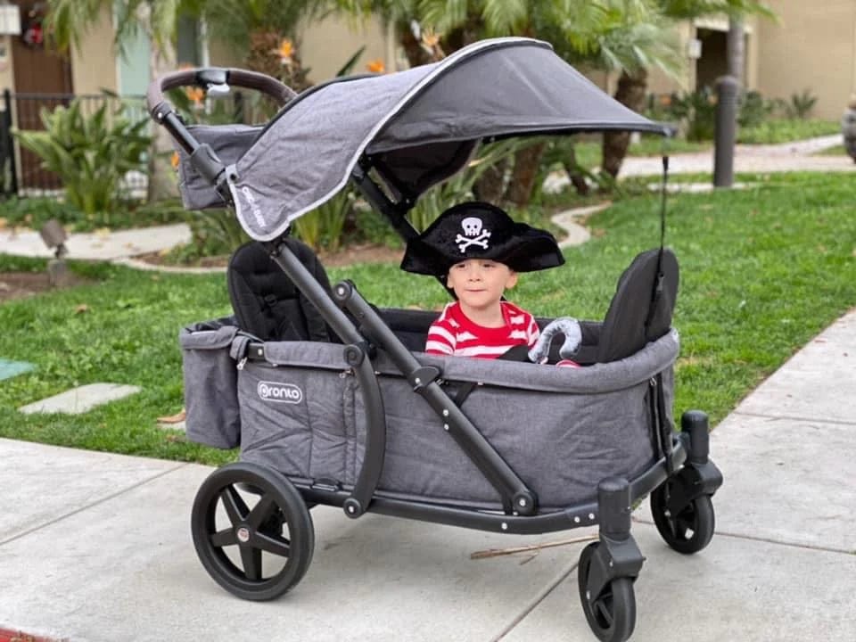 Pronto One (2 Seater) Stroller Wagon - Black Frame / Ginger Pink - PRO1BGP