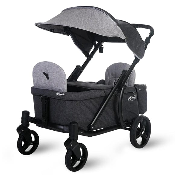 Pronto One (2 Seater) Stroller Wagon - Black Frame / Grey Melange - PRO1BGR