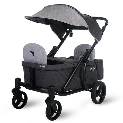 Pronto One (2 Seater) Stroller Wagon - Black Frame / Grey Melange - PRO1BGR