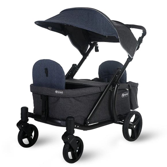 Pronto One (2 Seater) Stroller Wagon - Black Frame / Navy Melange - PRO1BNA