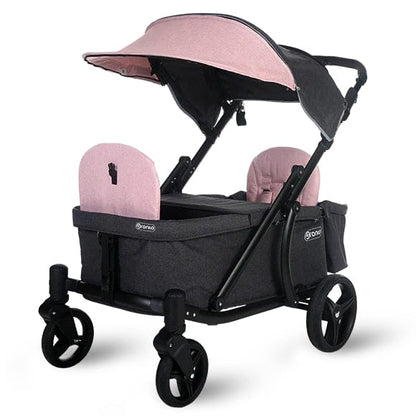 Pronto One (2 Seater) Stroller Wagon - Black Frame / Pink Melange - PRO1BPI