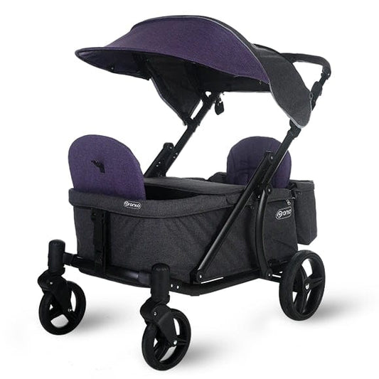 Pronto One (2 Seater) Stroller Wagon - Black Frame / Purple Melange - PRO1BPU