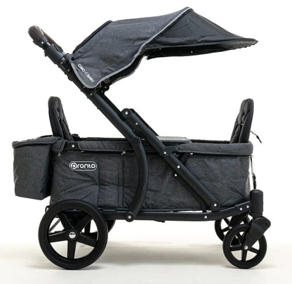 Pronto One (2 Seater) Stroller Wagon - Black Frame / Stone Grey - PRO1BST