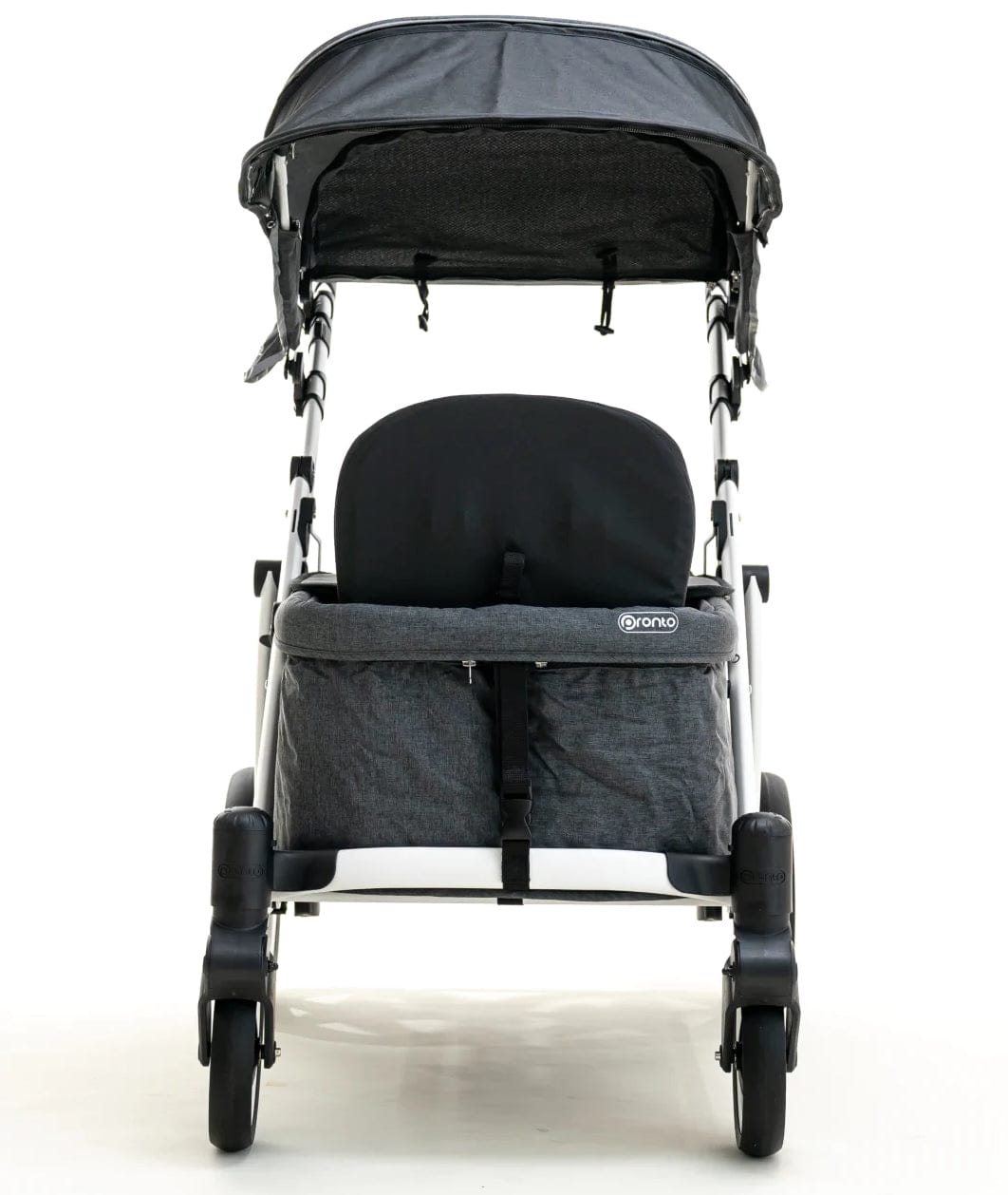 Pronto One (2 Seater) Stroller Wagon - White Frame / Brown Melange - PRO1WBR