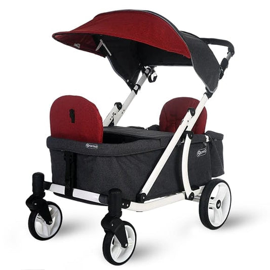 Pronto One (2 Seater) Stroller Wagon - White Frame / Burgundy Melange - PRO1WBU