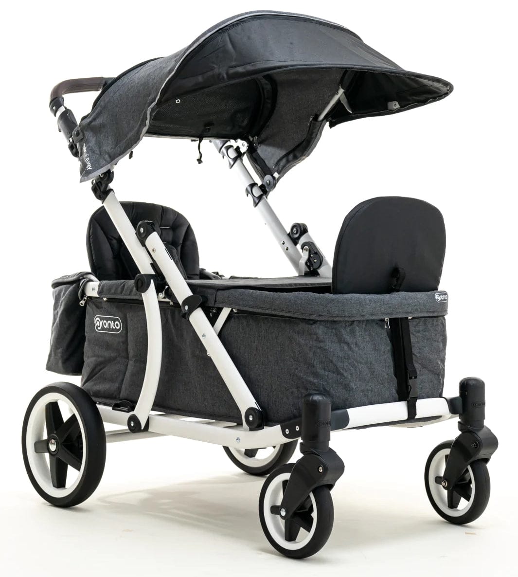 Pronto One (2 Seater) Stroller Wagon - White Frame / City Black - PRO1WCB