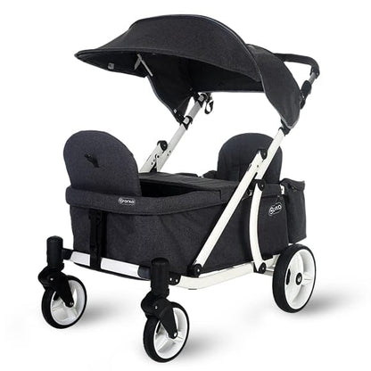 Pronto One (2 Seater) Stroller Wagon - White Frame / Dark Grey - PRO1WDG