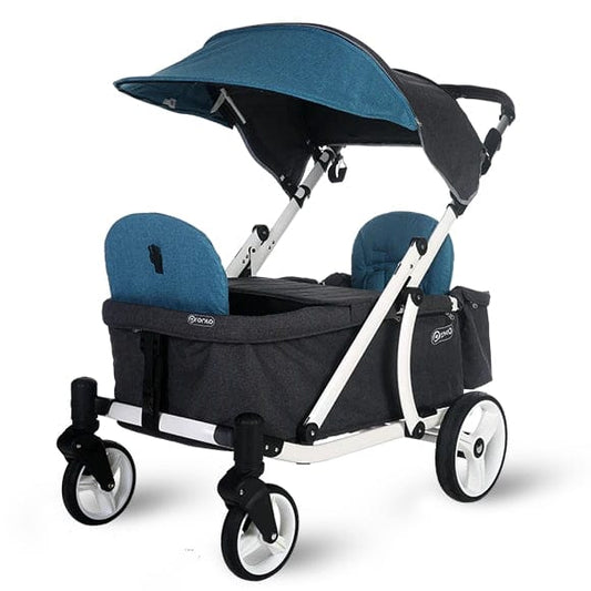 Pronto One (2 Seater) Stroller Wagon - White Frame / Dark Teal - PRO1WDT