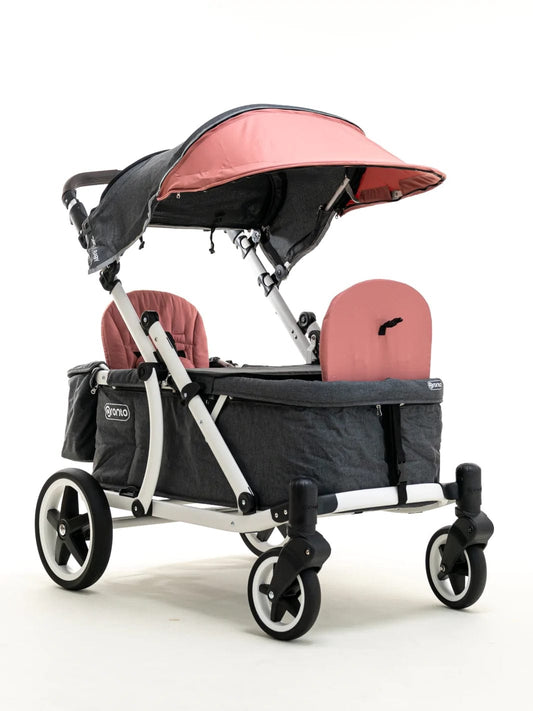 Pronto One (2 Seater) Stroller Wagon - White Frame / Ginger Pink - PRO1WGP