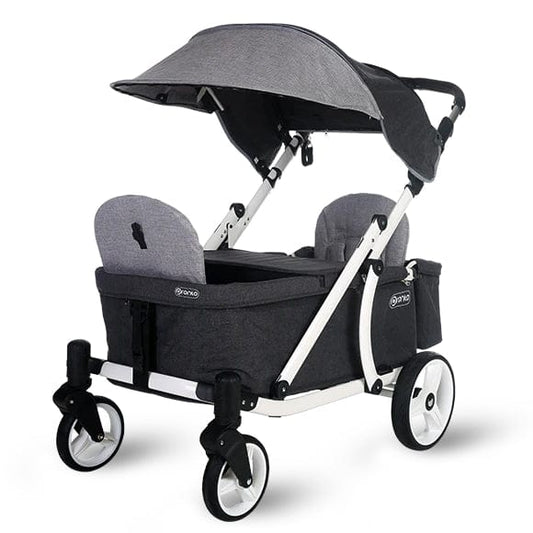 Pronto One (2 Seater) Stroller Wagon - White Frame / Grey Melange - PRO1WGR
