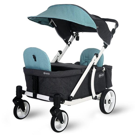 Pronto One (2 Seater) Stroller Wagon - White Frame / Mint Melange - PRO1WMI