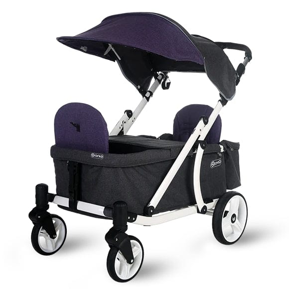Pronto One (2 Seater) Stroller Wagon - White Frame / Purple Melange - PRO1WPU