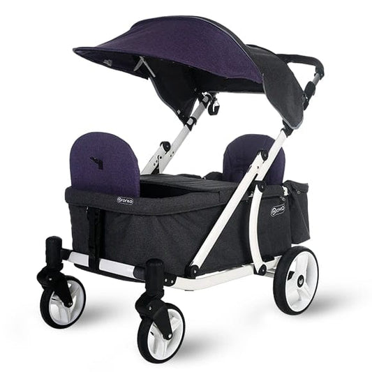Pronto One (2 Seater) Stroller Wagon - White Frame / Purple Melange - PRO1WPU