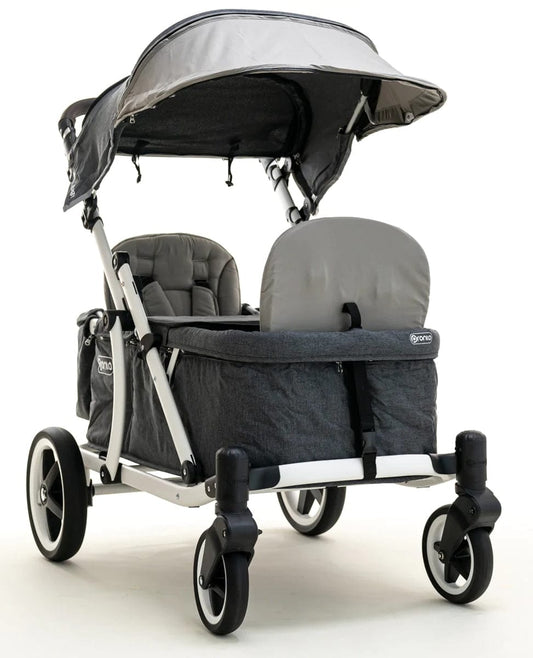 Pronto One (2 Seater) Stroller Wagon - White Frame / Stone Grey - PRO1WST